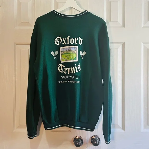 NWOT Authentic Oxford Varsity Tennis Sweatshirt Preppy Collegiate Old Money - Picture 2 of 9